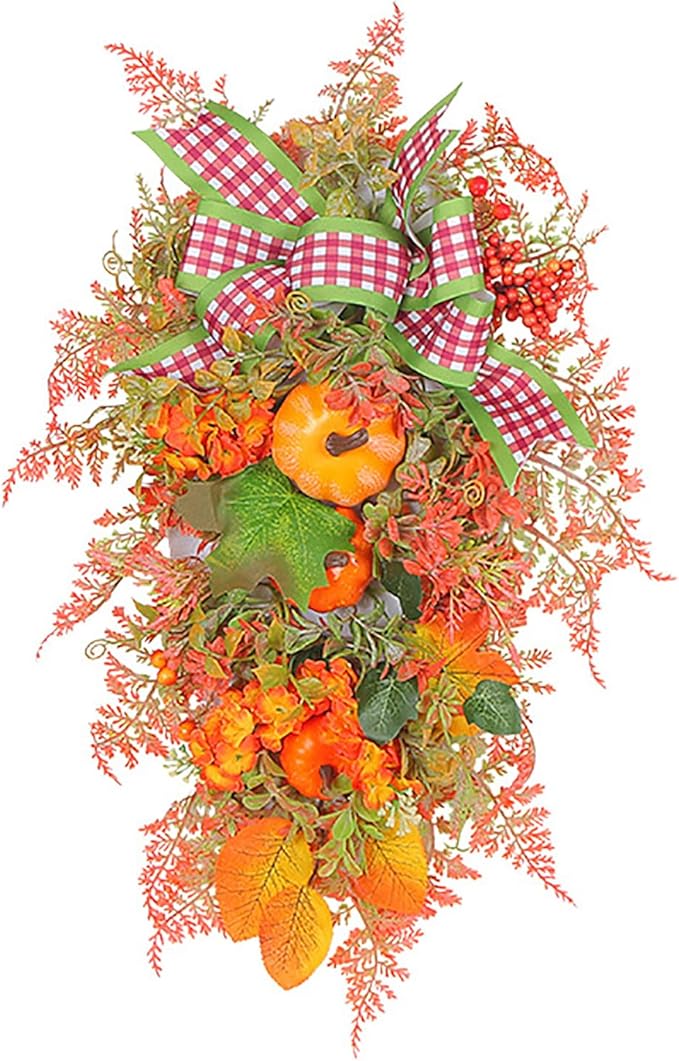 Ochine Fall Harvest Swag - Artificial Teardrop Swag for Thanksgiving, Autumn, Fall & Halloween Decor