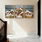 BINCUE Rustic Mountain Canvas Wall Pictures Framed Mountain Wall Art Nature Landscape Artwork Boho Mountain Wall Decor Farmhouse Paintings Rustic Landscape Art Prints for Office Living Room Bedroom 16x24 Inches Set of 3