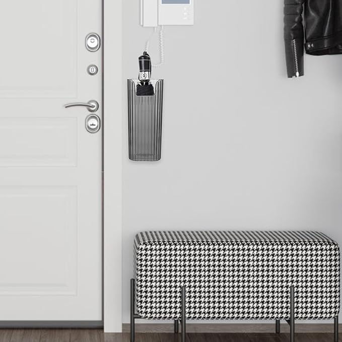 HOMSFOU Wall Mounted Umbrella Storage Holder 7.12X3.22X3.18In Punch Free Organizer for Entryway and Hallway Space Saving Indoor Umbrella Stand and Cane Holder