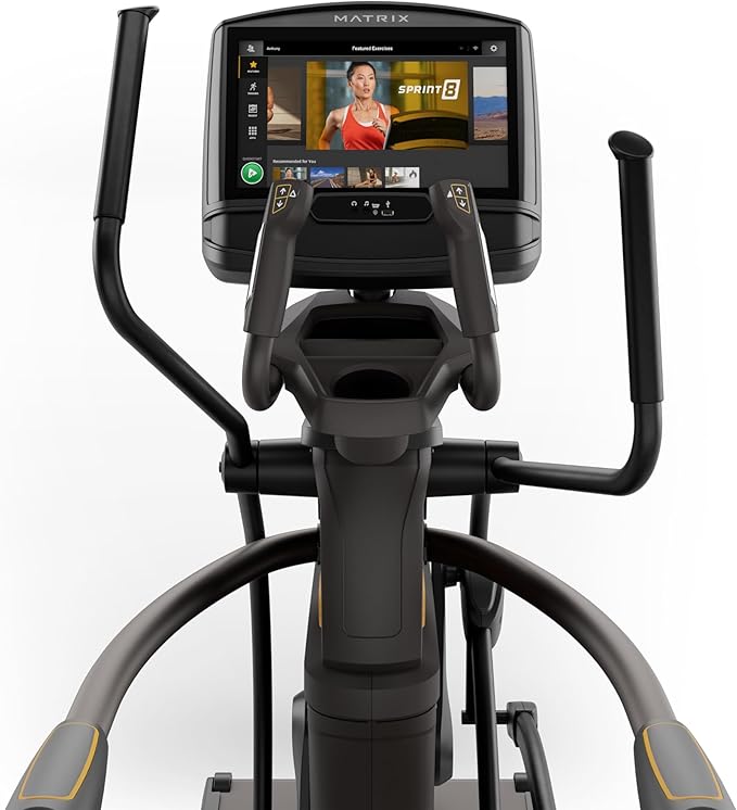 Matrix Fitness A30 Ascent Elliptical with XIR | 16" Touchscreen (WiFi+BT+HDMI) | Low Impact Workouts, Full Body Cardio | Space Saving Compact Design, Suspension Elliptical with Adjustable Incline