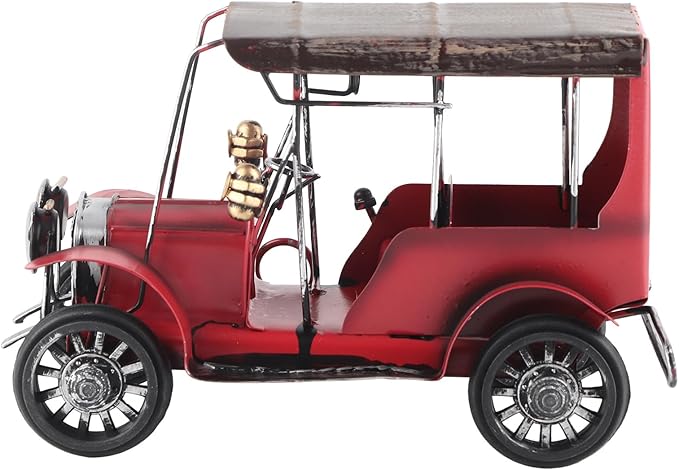 Yosoo Vintage Classic Car Model Miniature Tin Red 19cm Retro Antique Auto Collectible with Unique Design for Home Office Decor Gift
