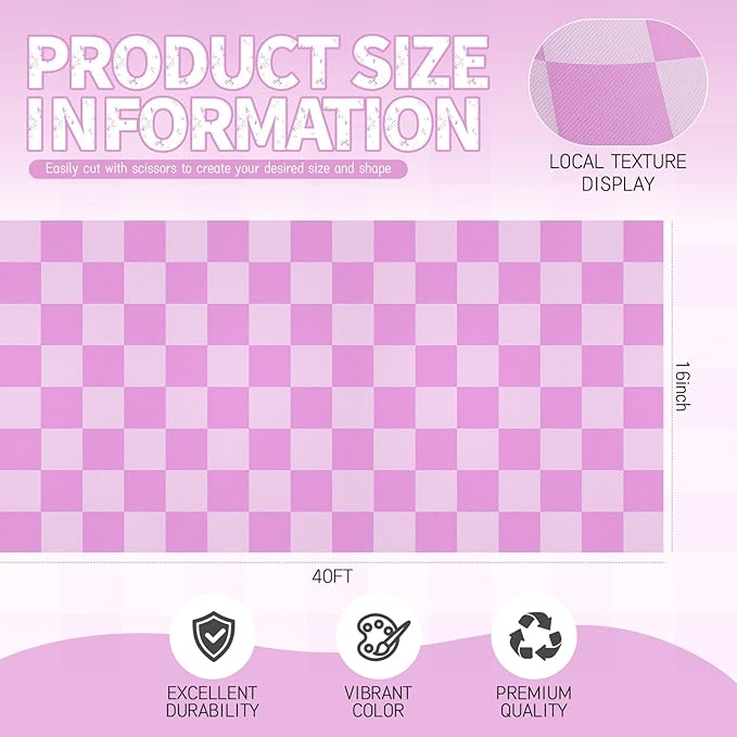Hahafelt 16 in x 40 Ft Fabric Bulletin Board Roll Purple Plaid Bulletin Board Classroom Non Woven Background Decorations Waterproof Wrinkle Resistant Fabric Roll for Back to School Wall Decor