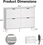 Shoe Cabinet for Entryway with 4 Flip Drawers, Slim Wooden Shoe Storage Organizer with Modern Fluted Pannel，Freestanding Narrow Hidden Shoe Rack for Hallway, Foyer, Living Room