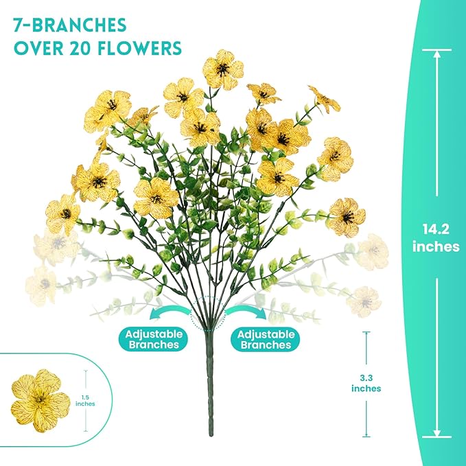Fake Flowers for Outdoors Faux Plants Outside Indoor,UV Resistant Realistic Silk Artificial Daisy for Home Patio Garden Back Yard Front Poch Decor Spring Summer(12 Bunches,4 Multi Colors)
