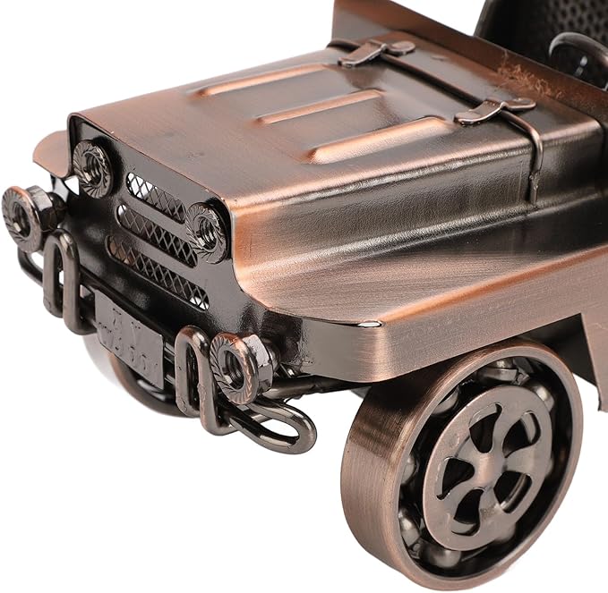 GLOGLOW Classic Metal Car Model Toy, Handcrafted Iron Ornament Vintage Car Figurine for Home Decor, Intricate Design, 8.66 X 3.74 Inches for Collectors (Red Bronze)