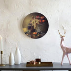 Decorative Plate Holder, 10 Inch, Cheese Grape Pomegranate Orange Garnish Round Display Plate, Decorative Plates with Stand, for Wall Hanging Living Room Bathroom Decor Gift