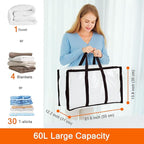 Vieshful 7 Pack Clear Comforter Storage Bag, 60L Clothes Storage Bag with Zipper Closet Organizer, Plastic Storage Containers Moving bags for Comforter, Blanket, Bedding, Duvet, Toys