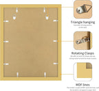 16x20 Picture Frame Gold Set of 3, Display Pictures 11x14 with Mat or 16 x 20 Without Mat, Poster Frames 16x20 for Wall Hanging Horizontal and Vertical