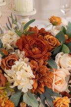 TINGE TIME Artificial Sweetheart Flower Swag with Tablecloth and Table Runner, Pack of 3 Floral Arrangement for Autumn Wedding Sweetheart Table Centerpiece Fall Decoration (Terracotta)