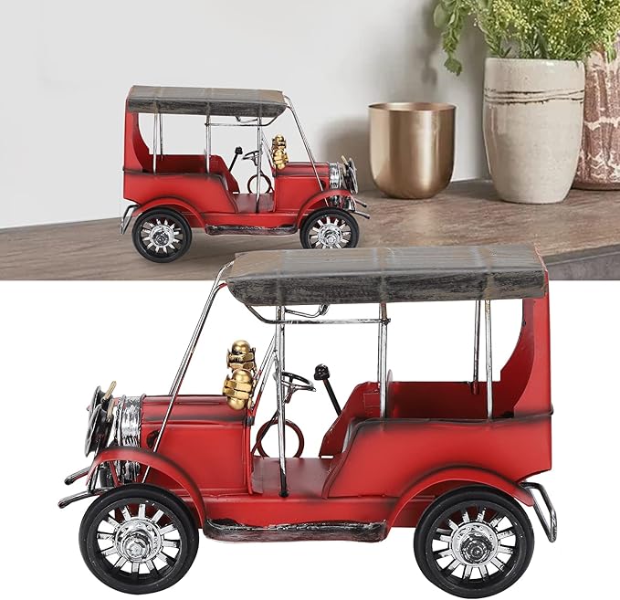Pilipane Antique Car Model Vintage Retro Iron Craft Desktop Ornament Exquisite Workmanship Beautiful Gift for Home Office Decoration