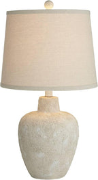 360 Lighting Romeo 23 1/2" High Jar Small Farmhouse Rustic Natural Cottage Coastal Accent Table Lamps Set of 2 Beige Distressed Earth Tone Finish Shade Living Room Bedroom Bedside Nightstand