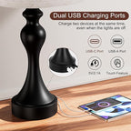 Seealle Touch Lamps for Nightstand - Bedside Lamps Set of 2, 3 Way Dimmable, USB C+A for Bedroom & End Tables (Beige&Black)