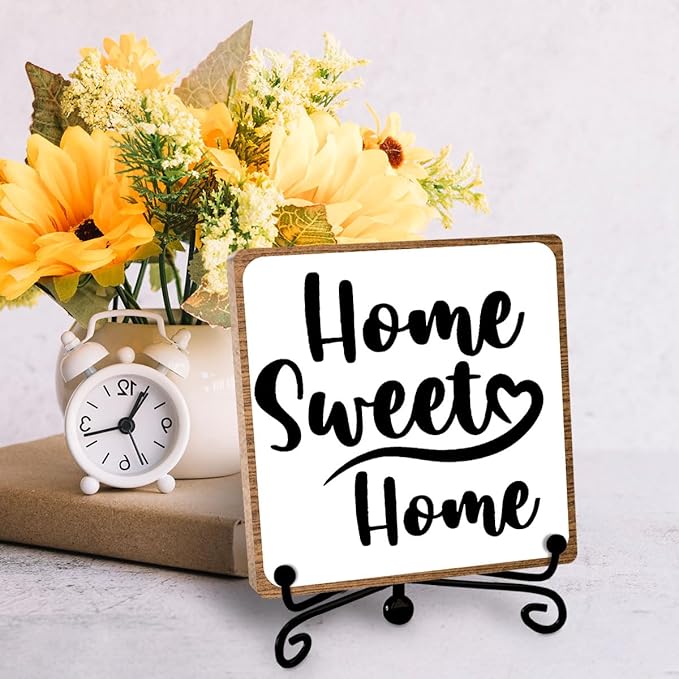 Toerifer Funny Home Decor, Home Sweet Home Sign, Cute Home Gifts for Women Men, Housewarming Gifts for Family, Wooden Plaque for Living Room, Home, Desk Cubicles