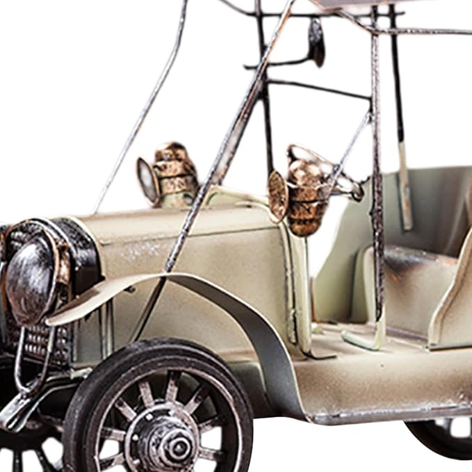 Vintage Car Model Miniature Sculpture Novelty Antique Retro Decoration Desk Bookshelf Collectible Vehicles Tabletop Ornament, White
