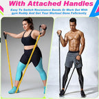 Leyndo 5 Pcs Exercise Resistance Bands with Handles Physical Resistance Tube Workout Bands with Door Anchor for Men Women Muscle Toning Strength Training