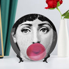 Lina Cavalieri Plate, Wall Decorative Plate, Mysterious Face Plate Wall Hanging Decoration,Including Bracket and Special Spring Hook, 10inch, Style6