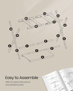 SONGMICS Luggage Racks for Guest Room, Set of 2, Suitcase Stand with Storage Shelf, Steel Frame, Foldable for Easy Storage, Hotel, Bedroom, Cloud White URLR003W02