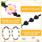 2 Pack 48 Inch Hawaiian Graduation Kukui Nut Money Lei 3D Artificial Plumeria Flower Tropical Hawaii Luau Wreaths for High School College 2026 Grad Party Accessories