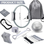 Pilates Ring Circle Set 18 Pcs Exercise Equipment Accessories for Women Workouts Pilates Ball Stretching Strap Magic Circle Yoga Ring Gym Back Bag Resistance Band Anti Slip Socks