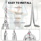 Aerial Silks Kit & Aerial Yoga Hammock - 11Yd Premium Fabric with Hardware - Easy Setup for Flying Yoga, Aerial Swing & Fitness - Supports Up to 14ft Rigging