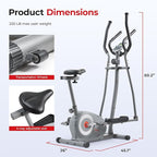 Sunny Health & Fitness Elliptical and Bike Exercise Machine, Ultra Silent Adjustable Resistance Levels Cross Trainer for Home Gym with Pulse Rate Grips, LCD Monitor via Bluetooth SunnyFit App Access