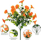 Lnoicy Artificial Flowers for Outdoor 12 Bundles Eucalyptus Fake Flowers for Planter,UV Resistant Fake Morning Glory for Home/Porch/Garden Decoration（Orange）
