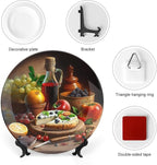 Decorative Plates, Wine, Fruit & Pizza Foods Painting Display Plate for Home Office Kitchen Table Decor Porcelain Plates 8 Inch, Birthday Gifts