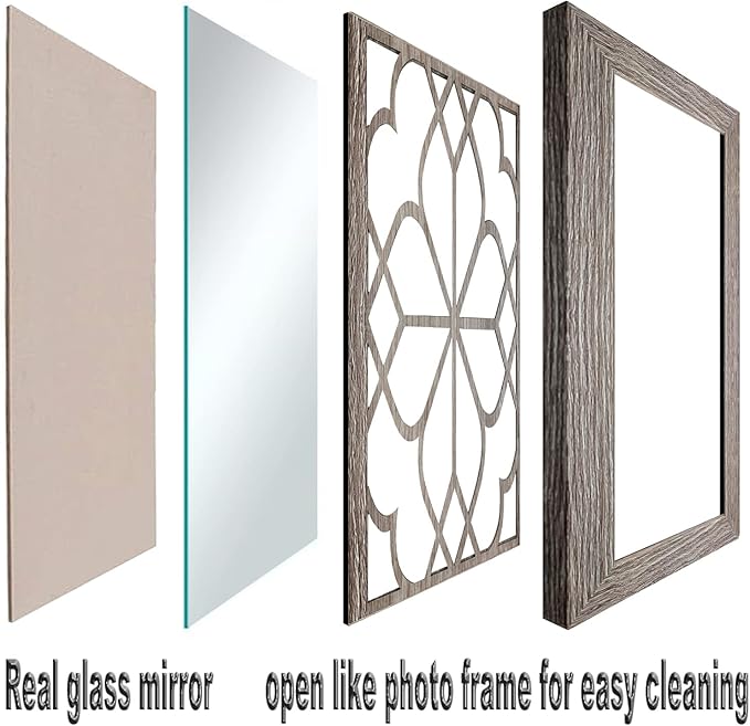 Wocred Set of 4 Mirrors Square Wall Mirror,Gorgeous Rustic Farmhouse Accent Mirror,Barn Wood Color Entry Mirror for Bathroom Renovation,Bedrooms,Living Rooms and More(12”x12”-4pcs)