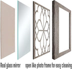 Wocred Set of 4 Mirrors Square Wall Mirror,Gorgeous Rustic Farmhouse Accent Mirror,Barn Wood Color Entry Mirror for Bathroom Renovation,Bedrooms,Living Rooms and More(12”x12”-4pcs)