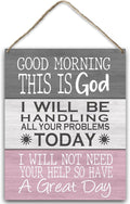 Christian Gift Bible Gifts Religion Gift for Women Men Home Decor Good Morning This is God Inspirational Wood Hanging Sign Plaque with Rope Wall Office Bedroom Shelf Decor -30