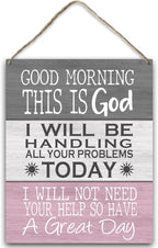 Christian Gift Bible Gifts Religion Gift for Women Men Home Decor Good Morning This is God Inspirational Wood Hanging Sign Plaque with Rope Wall Office Bedroom Shelf Decor -30
