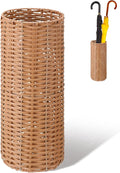 Weysat Woven Umbrella Stand for Entryway Handmade Umbrella Holder Freestanding Cane Stand Natural Color Decorative Umbrella Rack Tall Basket for Laundry Bathroom(Rattan, Cylindrical Style)