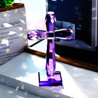 YWHL Crystal Cross Decor, Religious Gifts for Women Men, Handmade Holy Cross for Easter Pary, Art Collectible Figurines for Home Table (Purple)