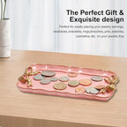 Vintage Decorative Tray Jewelry Tray Towel Tray Storage Tray Rings Necklace Bracelets Earrings Trays Cosmetics Jewelry Organizer Retro Design Bow Decor Resin Plate Coquette Room Decor (Pink)