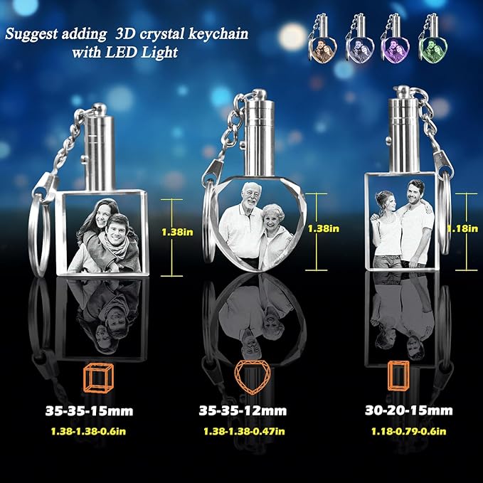 3D Crystal Photo,Personalized Memorial Gifts for Men Women Dad Husband,Custom Birthday,Anniversary Keepsake,Personalized 3D Picture in Crystal