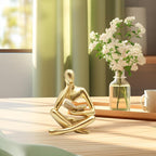 Jinkoozz Gold Reading Women Statue, Thinker Sculptures, Abstract Art Ornament, Modern Aesthetic Figurine Decoration, Suitable for Home Living Room Bedroom Office Shelf Table Desk Bookshelf Decor