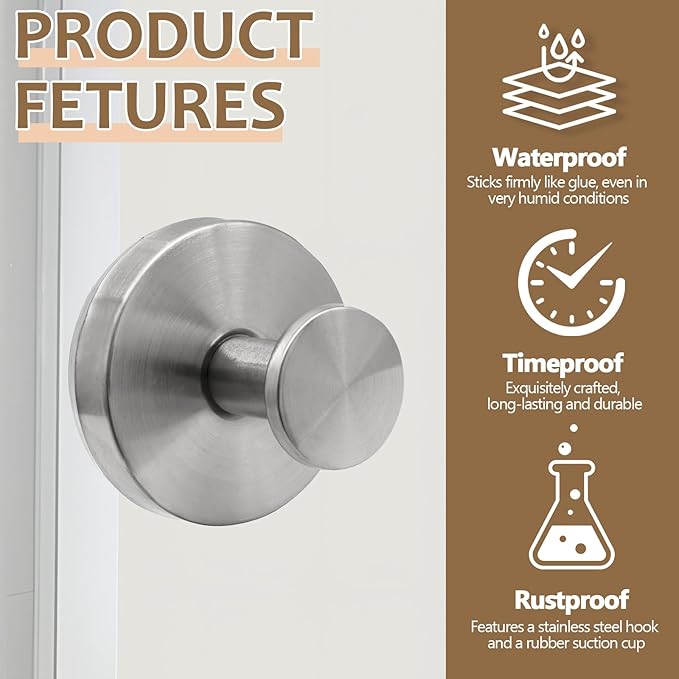 Zorfeter 2 PCS Suction Cup Wreath Hanger, Waterproof Suction Cup Hooks Hanging 15 Lbs Wreath Holder, Strong Hold Suction Hooks for Front Door/Windows/Glass(Silver)