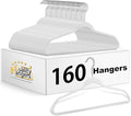 Quality Hangers 160 Pack Non-Velvet Plastic Hangers for Clothes - Heavy Duty Coat Hanger Set - Space-Saving Closet with Chrome Swivel Hook, Functional Non-Flocked Hangers - Cream White