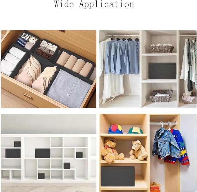 Drawer Organizer Clothes,12Pcs Dresser Drawer Organizers Foldable Closet Organization and Storage Dividers for Clothing,Underwear, Sock, Baby Closet Organizer (Grey)