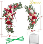 Lisuun Wedding Arch Flowers, Artificial Flowers for Decoration, 2pcs Flower Swag and 1 pcs Semi-Sheer Chiffon Table Runner Swag for Beautiful Dream Wedding Ceremony Floral Decor - Pack of 3
