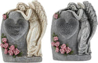 Solar Power Angelic Sculpture Memorials Vase Weather Resistant Resins Grave Decoration for Cemetery Garden