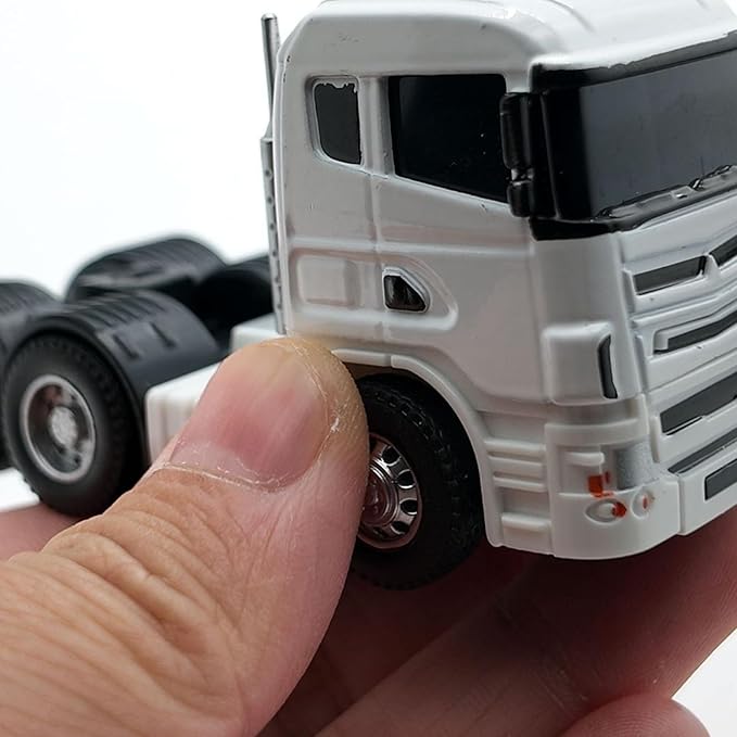 Container Truck Die Cast Metal Vehicle Model 20.5CM Miniature Collectible Ornament Home Office Decors Gift Detailed Miniature Truck Model