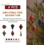 NICROLANDEE Christmas Decorations, 6 PCS Christmas Paper Honeycomb Ornaments with Glitter Edge, Mini Hanging Paper Lanterns for Christmas Tree Decoration Xmas Holiday Party New Year Decor