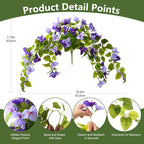 Homsunny Artificial Fake Flowers Plants for Outdoor Decoration, 2 Pcs Faux Silk Flower Bougainvillea Vines Look Real UV Resistant for Home Porch Patio Balcony Yard Spring Decor(Purple)