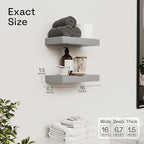 BAOBAB WORKSHOP Wood Floating Shelves for Wall - Rustic Shelf 16 inch - Grey Bathroom Shelves - Solid Wood Shelves for Wall for Bedroom Kitchen Living Room - Gray Shelves - 16 x 6.7 Inch, Set of 2