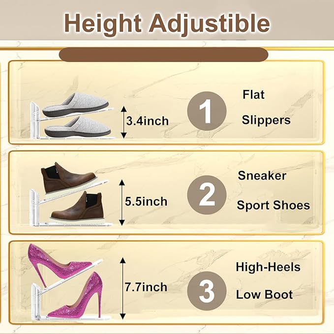 Clear Shoe Slot Organizers 12PACK Shoe Stacker Rack Organizer for Closet Adjustable Shoes Holders Space Saver Zapateras Organizers