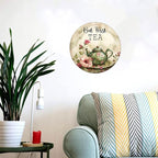 Round Sign Chicken And Flower Tin Sign Retro Aluminum Metal Sign for Kitchen Garden Bar Office Home Indoor Wall Decor 12 Inch