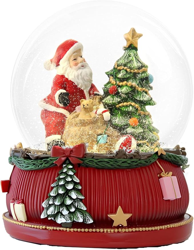 8.25 Inch Height Christmas Snow Globe with Light up Musical Snowflakes Holiday Decoration, Santa Claus Oversized Resin Snowglobes, Christmas Holiday Decor.
