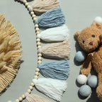 DCJHFJ Boho Blue Tassel Garland Wall Hanging with Wood Beads for Baby Shower Kids Room Bedroom Nursey Back to School Decorations