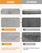 punemi Under Bed Storage, 3 Pack Underbed Storage Container Bags With Lid, Foldable Sturdy Clothes Storage Drawer Organizer W/ 3 Handles, Ultra Thick Fabric Blanket Shoe Storage Box, Grey